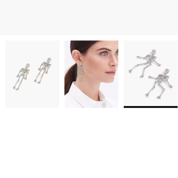 Silver Skeleton Dangle Earrings - Picture 2 of 5